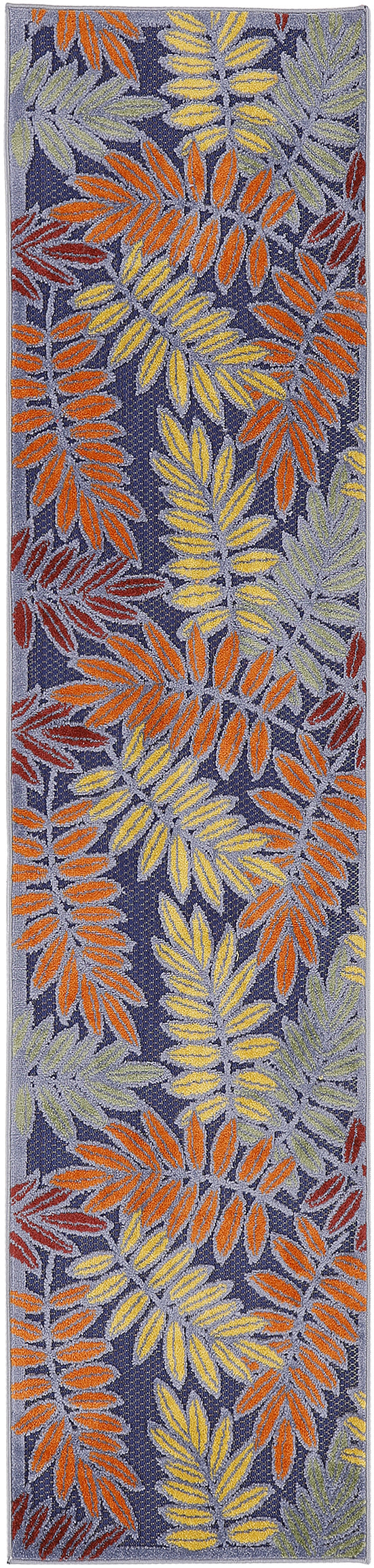 Nourison Aloha 2'3" x 8' Navy Multicolor Outdoor Rug