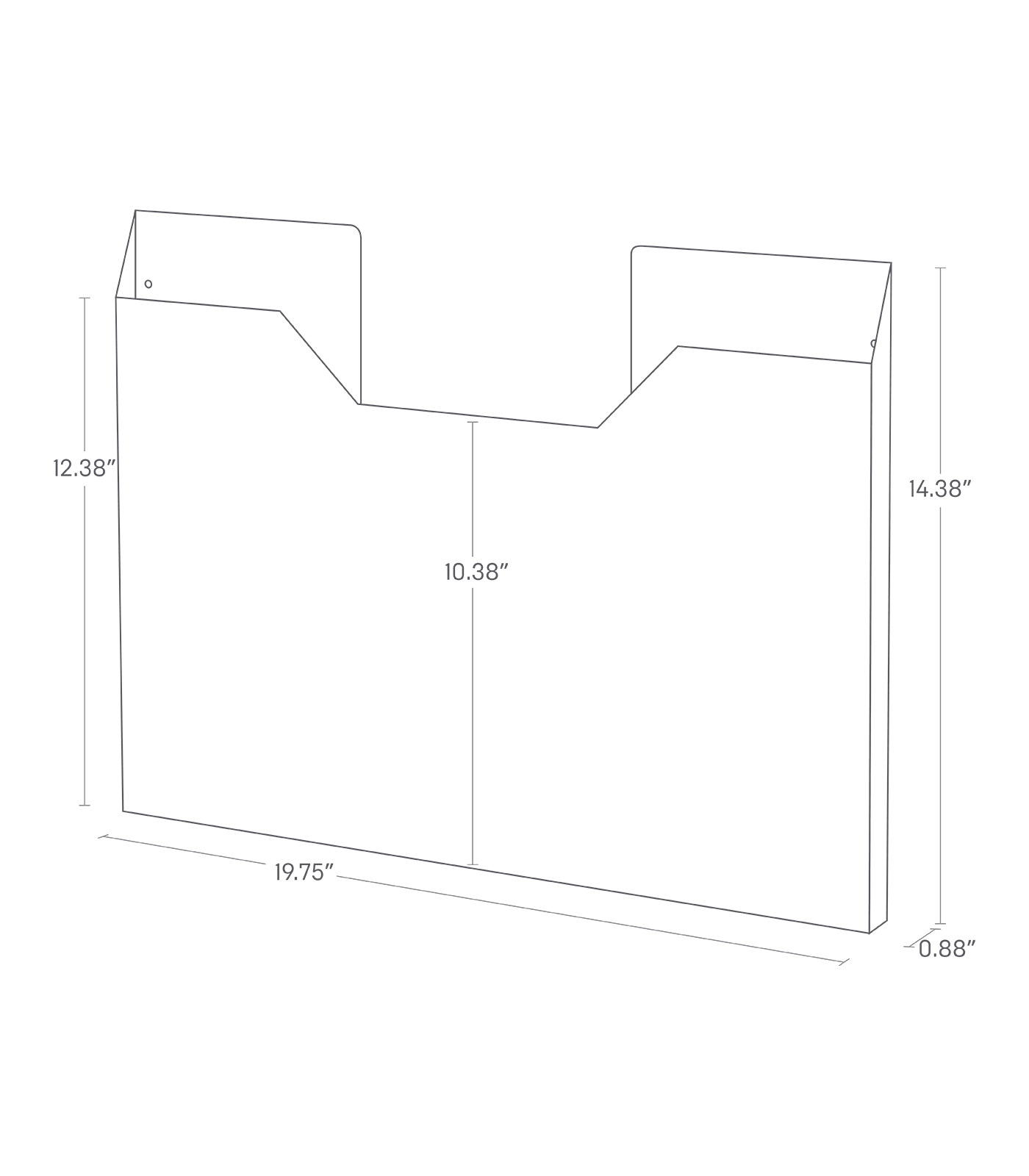 Dimension image for Magnetic Placemat Organizer showing total height of 17 inches, length of 5 inches, width of 11 inches,