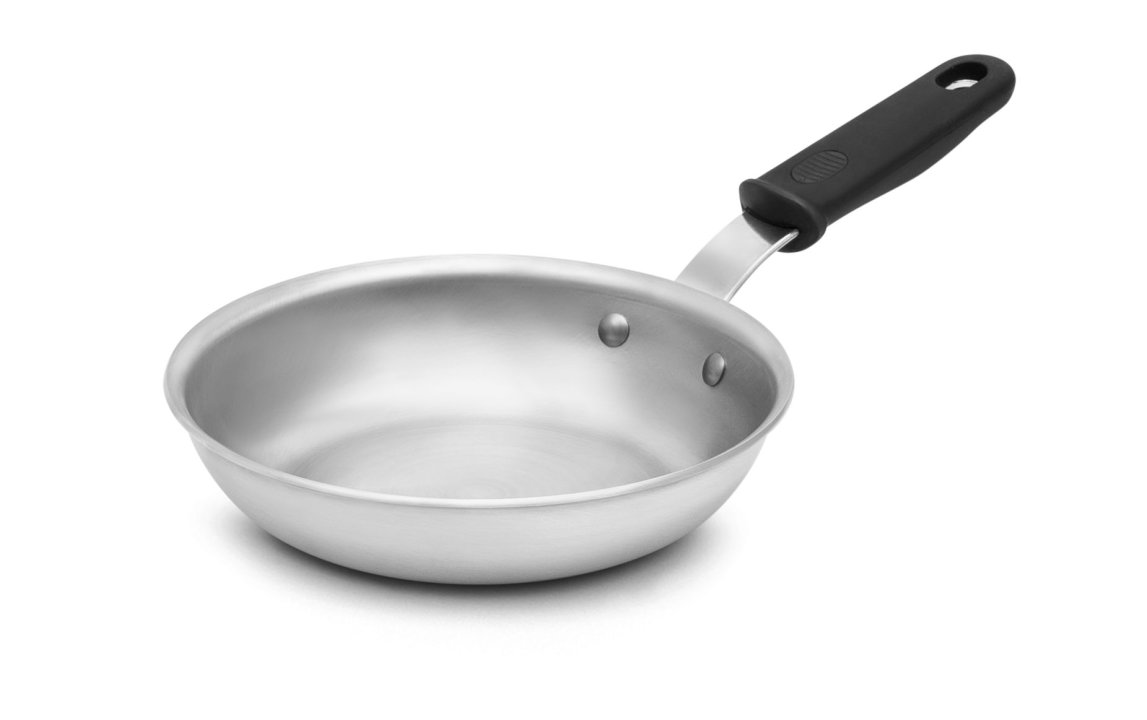 8-inch Wear-Ever® aluminum fry pan with natural finish and silicone handle