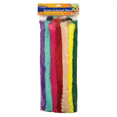 Creativity Street  Super Colossal Stems, Assorted Bright Hues,  18" x 35mm, 24 Pieces