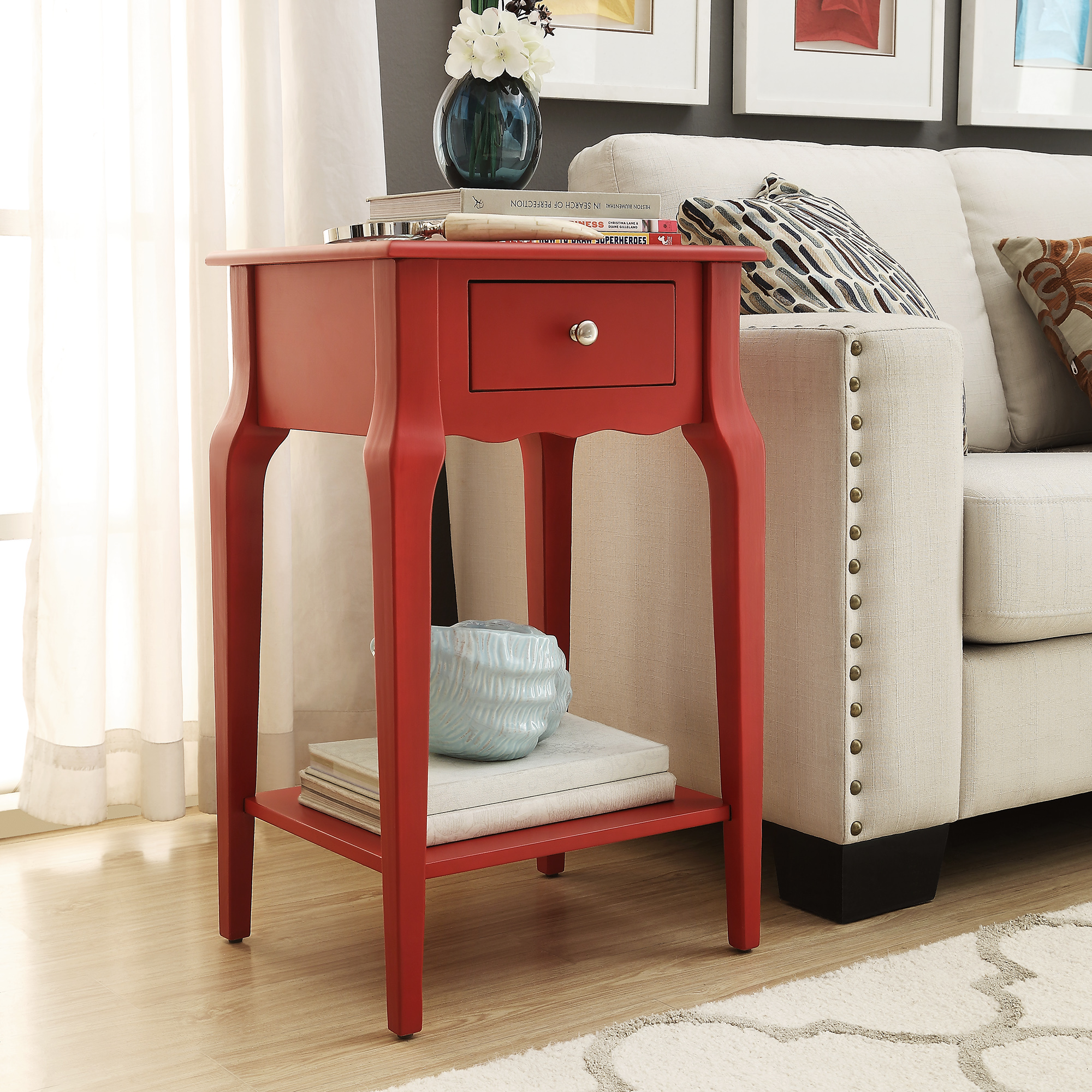1-Drawer Wood Storage End Table