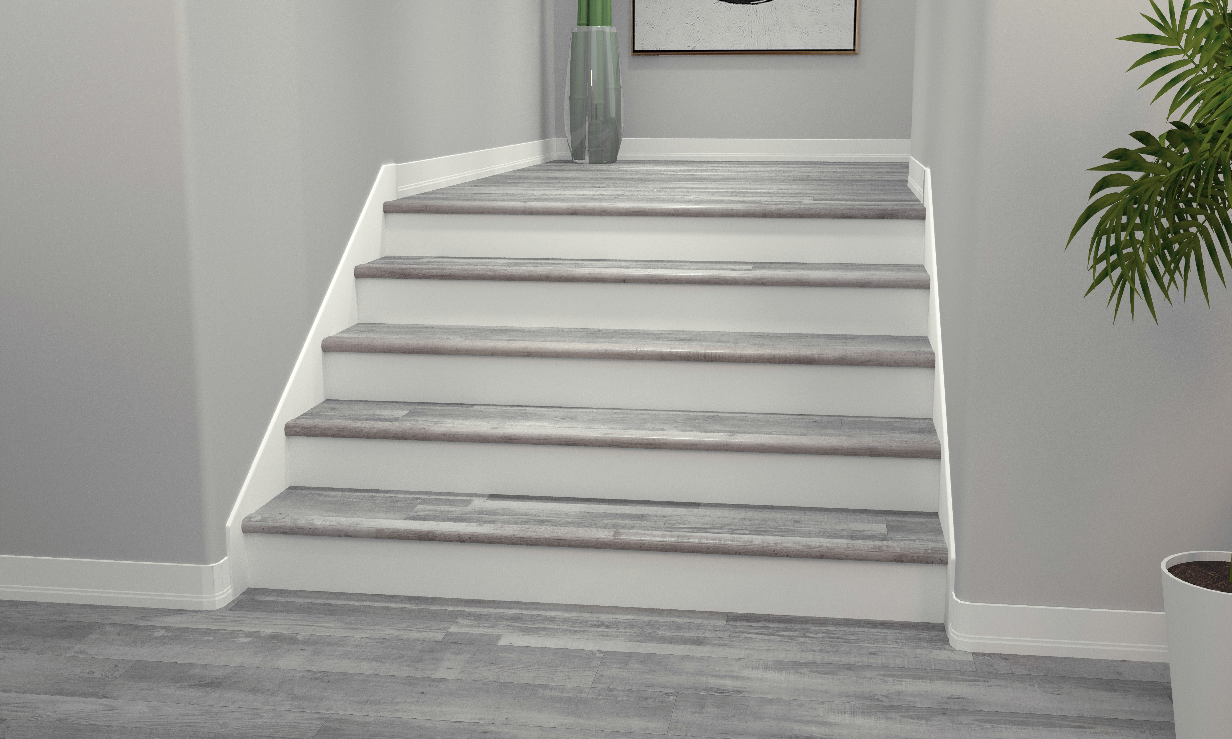 Gray Ash Cali Vinyl Stair Nosing Overlap Windansea view 2