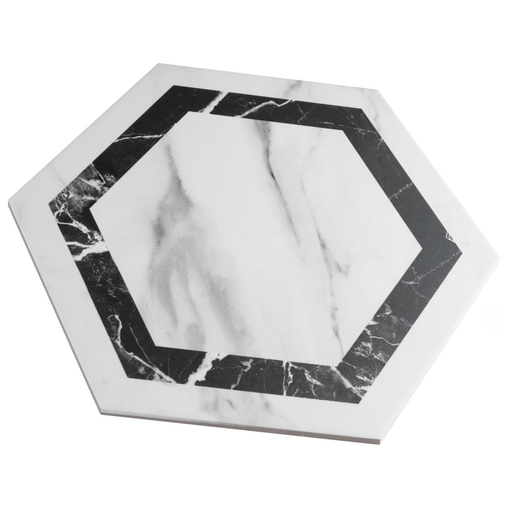 Marbilia Hex Venato Black Geo with Biotech 11 in. x 13 in. Porcelain Floor and Wall Tile