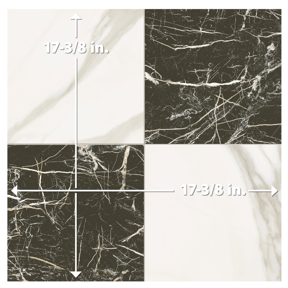 Marbilia Chess Marquina Gold 17-3/8 in. x 17-3/8 in. Porcelain Floor and Wall Tile