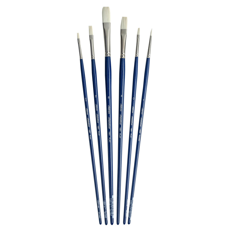 Bristlon Flat Brush Set, 6 Brushes