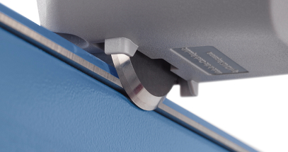 The steel blade hones itself as you cut for long-lasting performance.