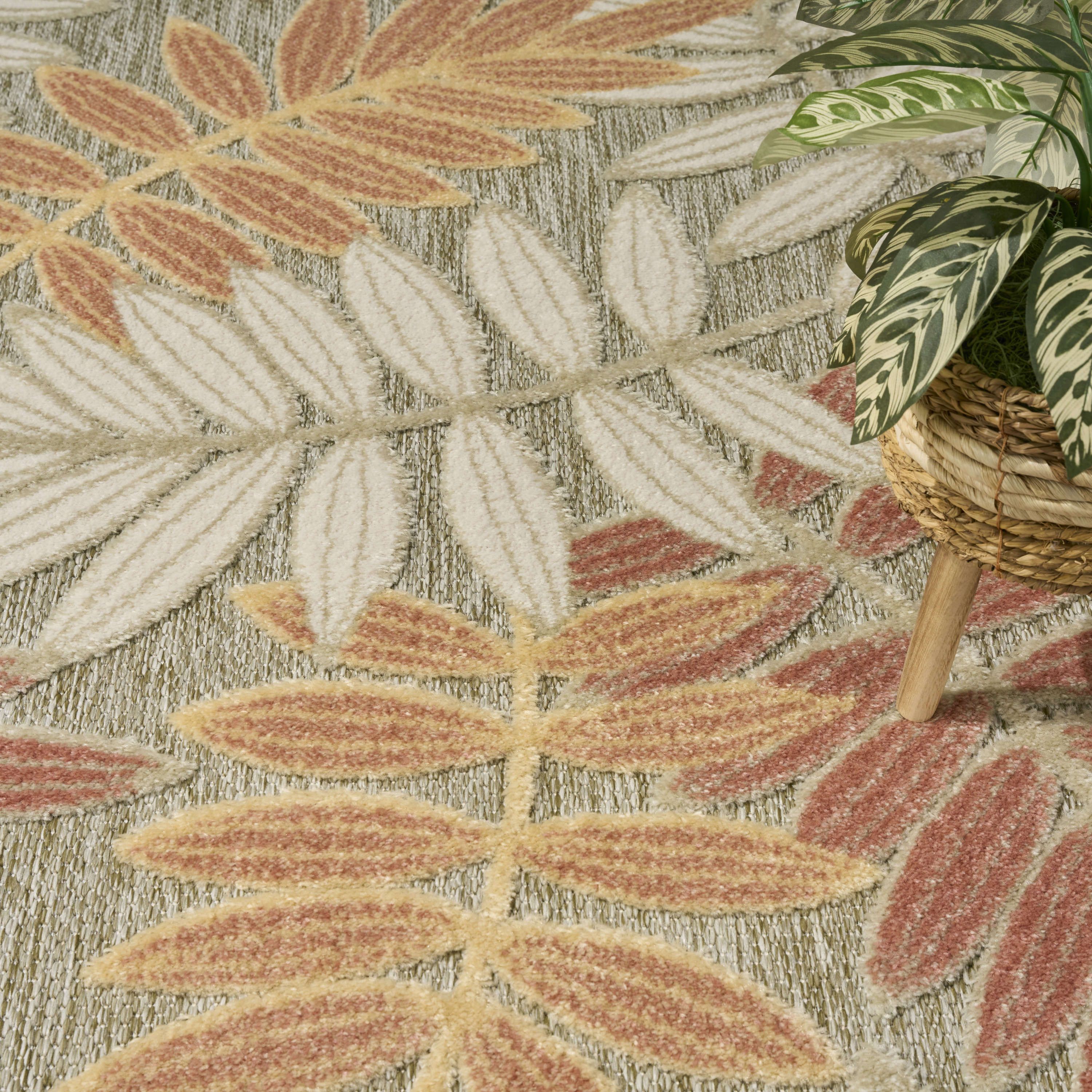 Nourison Aloha 7'10" x 10'6" Sage Rose Modern Rug