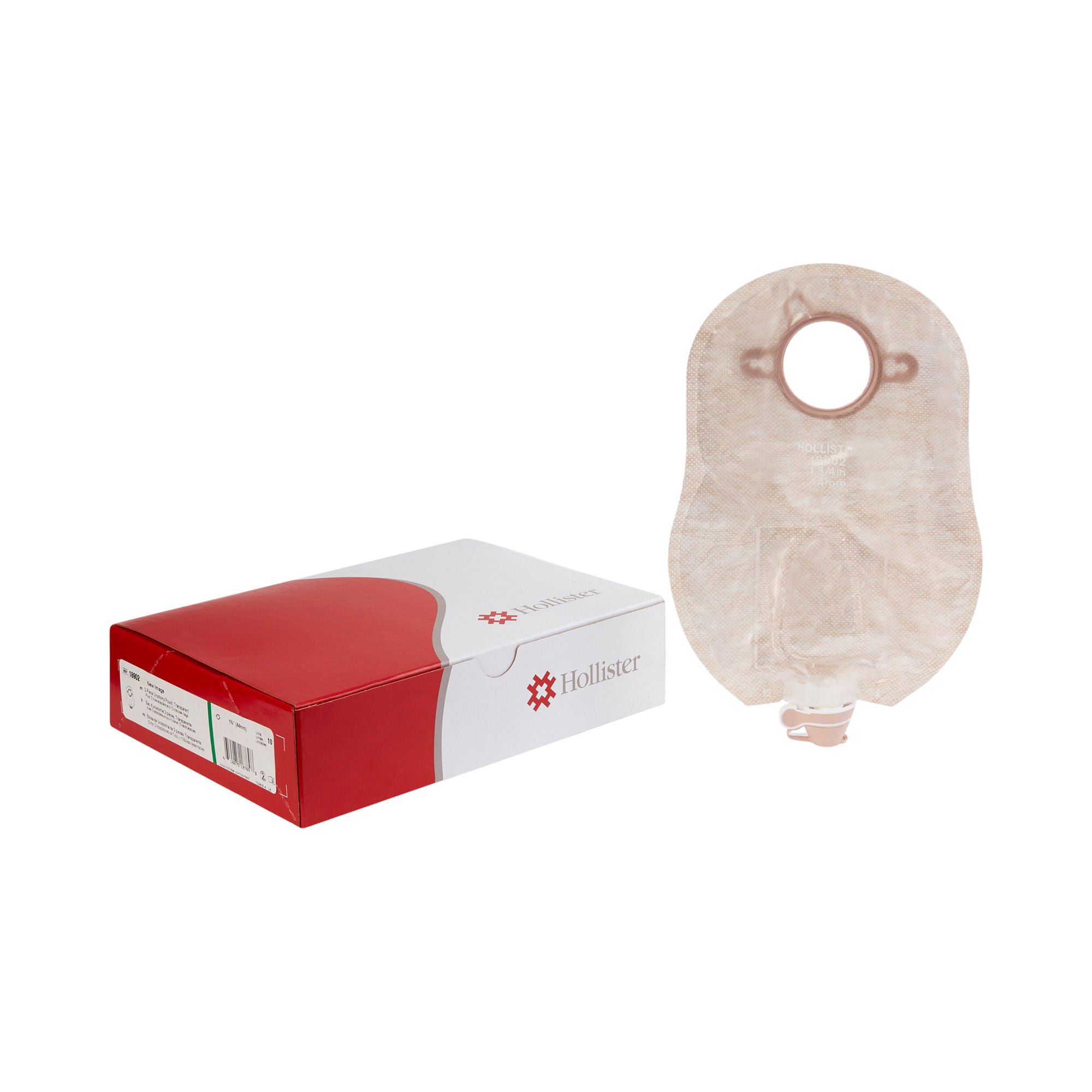 New Image™ Two-Piece Transparent Urostomy Pouch, 44 mm Flange, Green Match