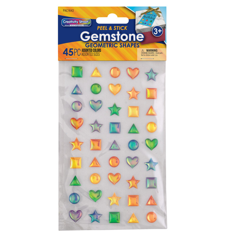 Peel and Stick Gemstone Stickers, Assorted Sizes, 45 Pieces