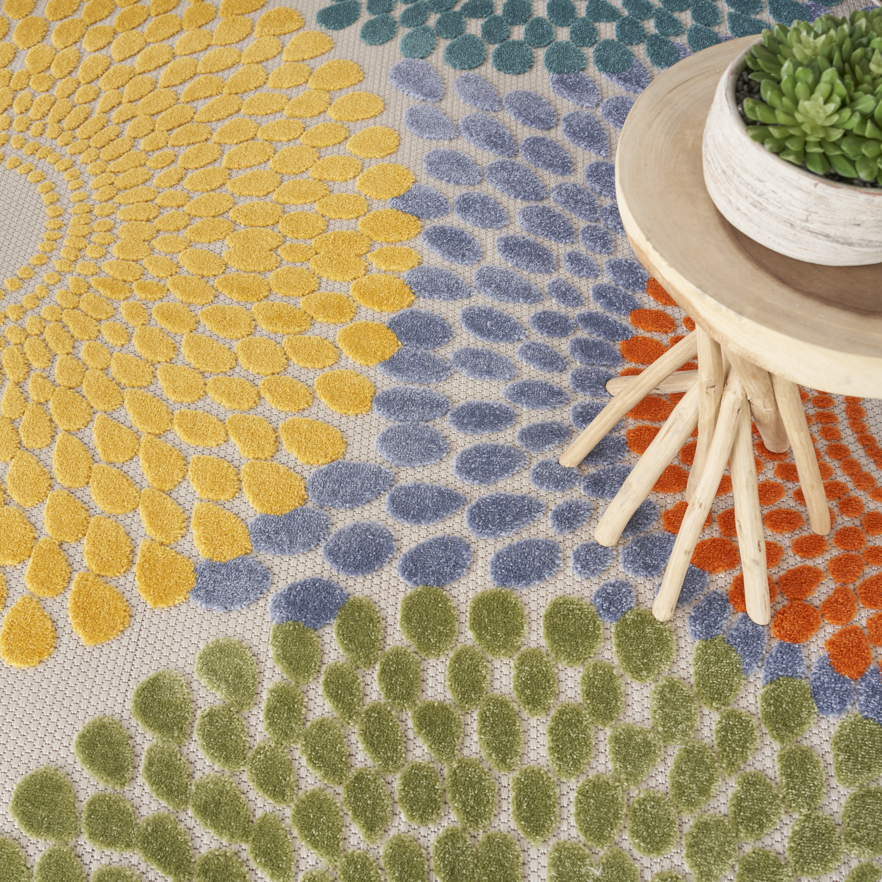 Nourison Aloha 7'10" x Round Multicolor Modern Rug