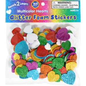 Glitter Foam Stickers - Hearts - Multicolor - Pack of 168