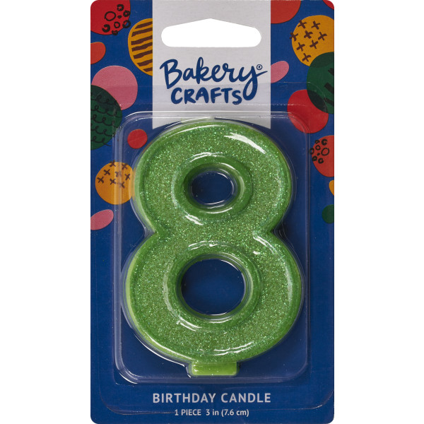 8 Glitter Numeral Candles