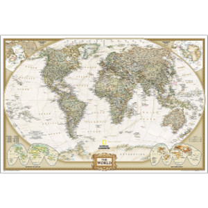 World Executive Map, Poster Size and Laminated, 36" x 24"