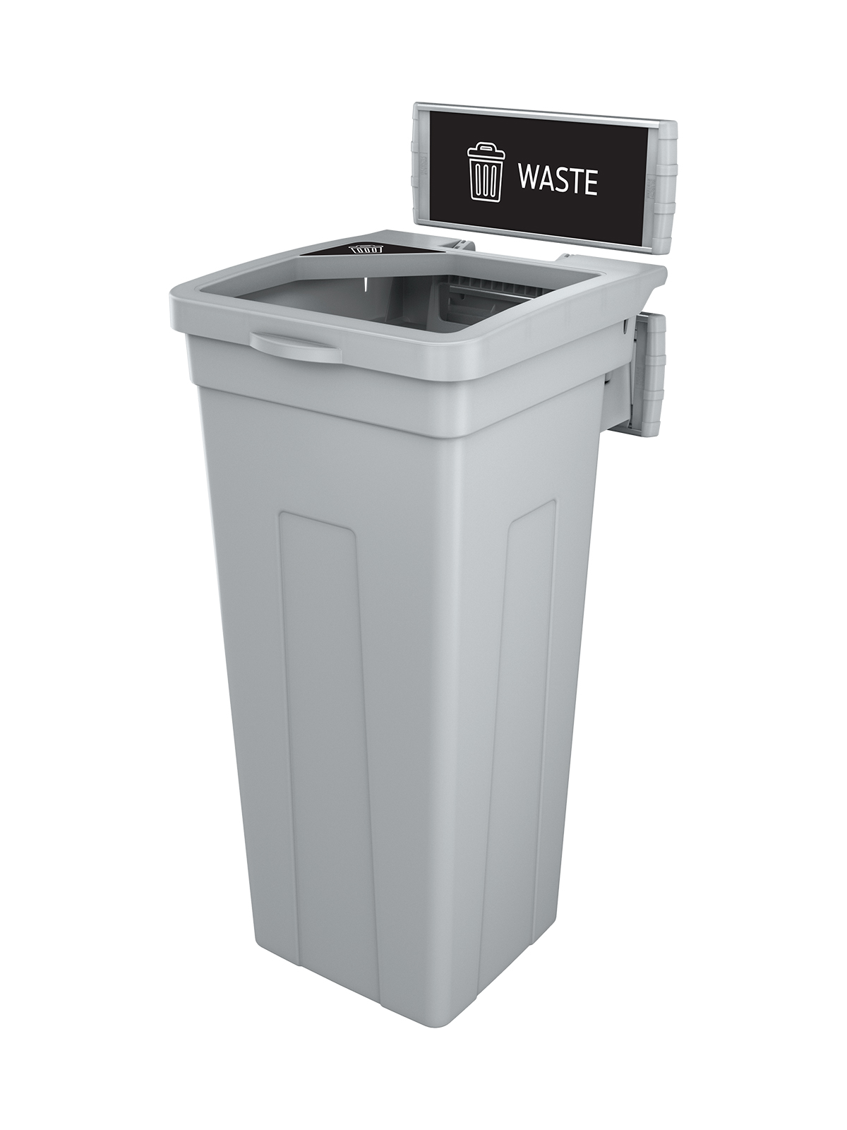 Busch Systems Rise Series Grey single body with lid sign frame and waste sign and label