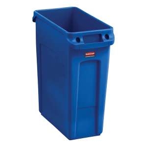 Rubbermaid Commercial, Vented Slim Jim, 16 gal, Resin, Blue, Rectangle, Receptacle
