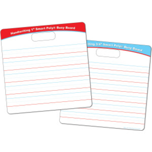 Pizarra ocupada de actividades educativas Smart Poly®, borrado en seco con marcador, líneas de práctica de escritura a mano de 10-3/4" x 10-3/4", 3/4" y 1"
