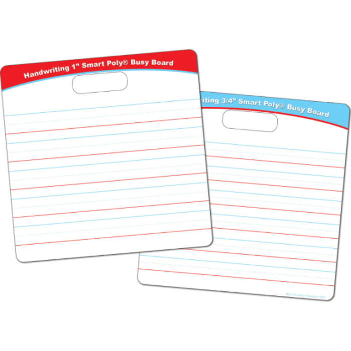 Smart Poly&reg; Educational Activity Busy Board, Dry Erase with Marker, 10-3/4" x 10-3/4", 3/4" and 1" Practice Handwriting Lines