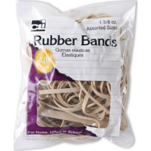 Rubber Bands, Assorted Sizes, Natural Color, 1 3/8 oz. bag