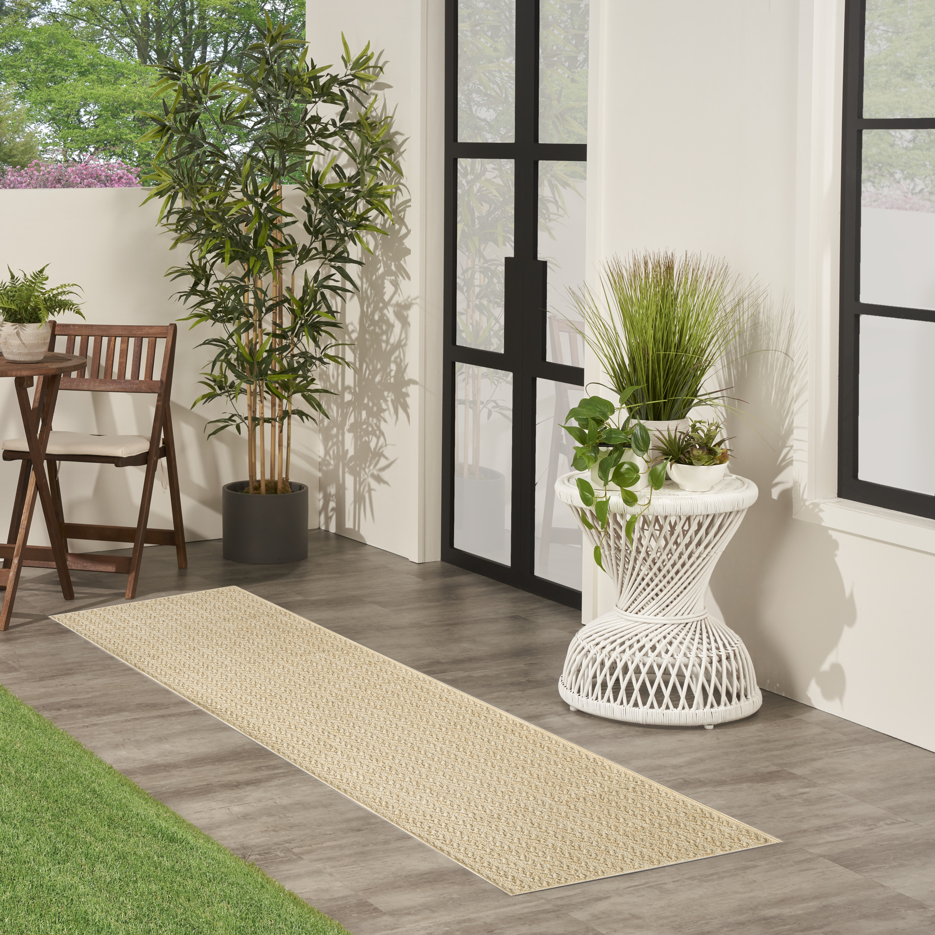 Nourison Tulum 2'2" x 10' Taupe Outdoor Rug