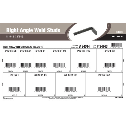 Right Angle Weld Studs Assortment (5/16