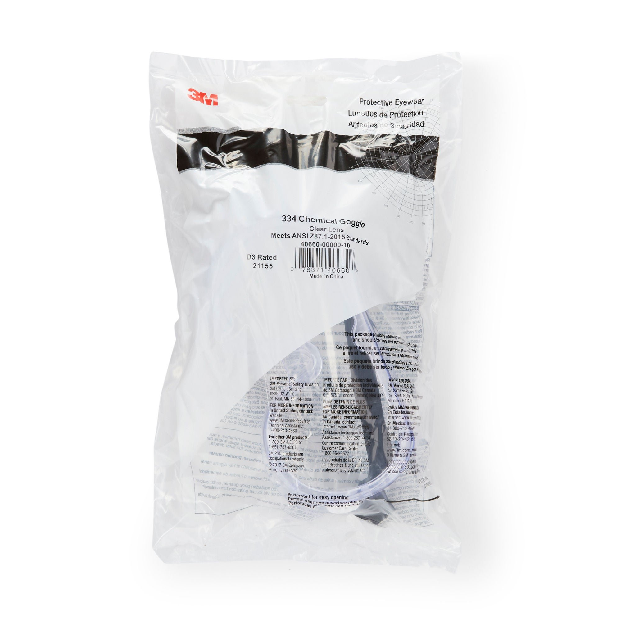 3M Chemical Splash Goggles