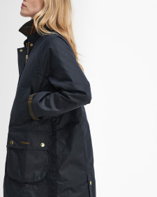 Long Beadnell Waxed Jacket Navy-Classic