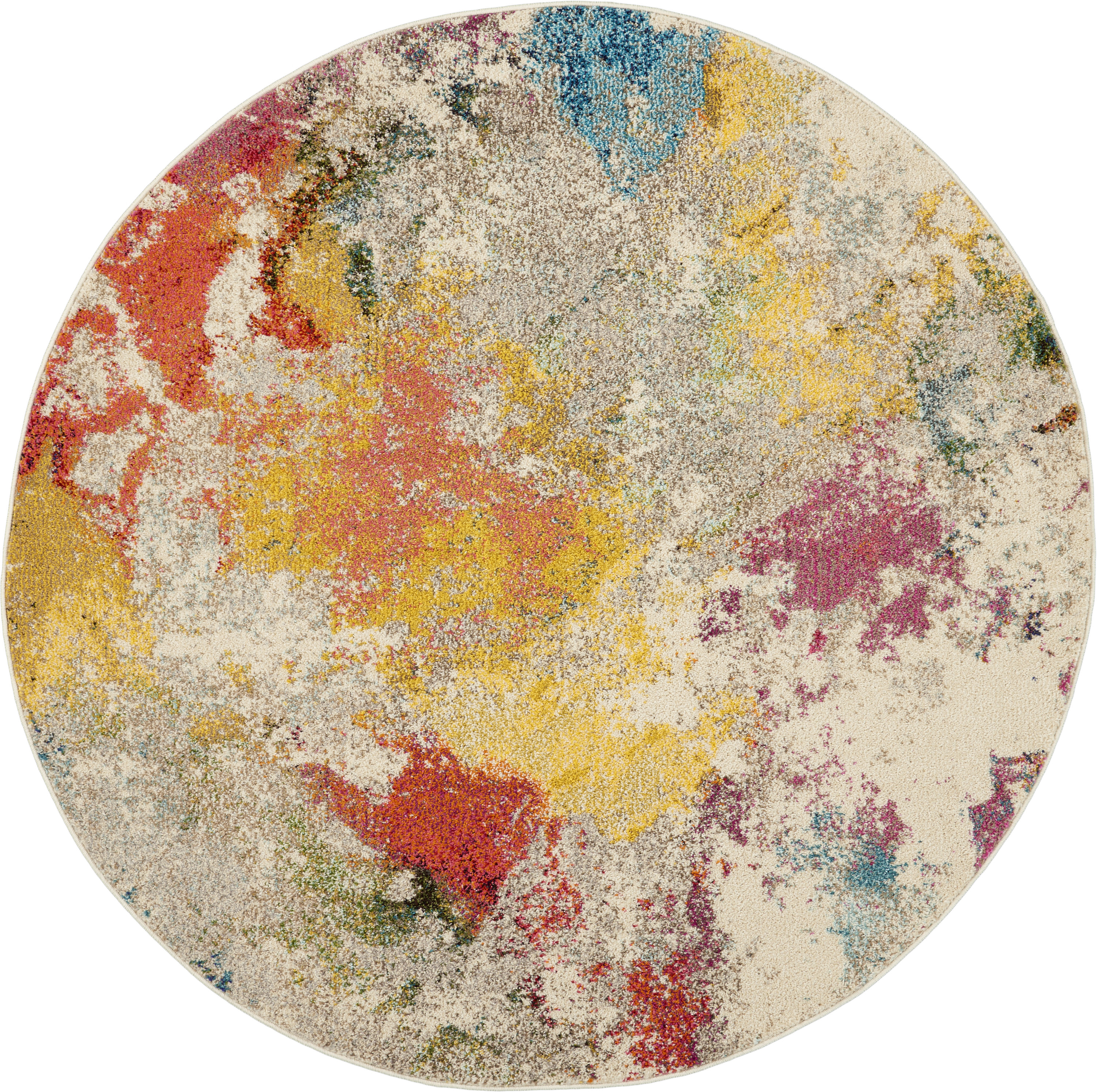 Nourison Celestial 4' x Round Ivory Multicolor Modern & Contemporary Indoor Rug