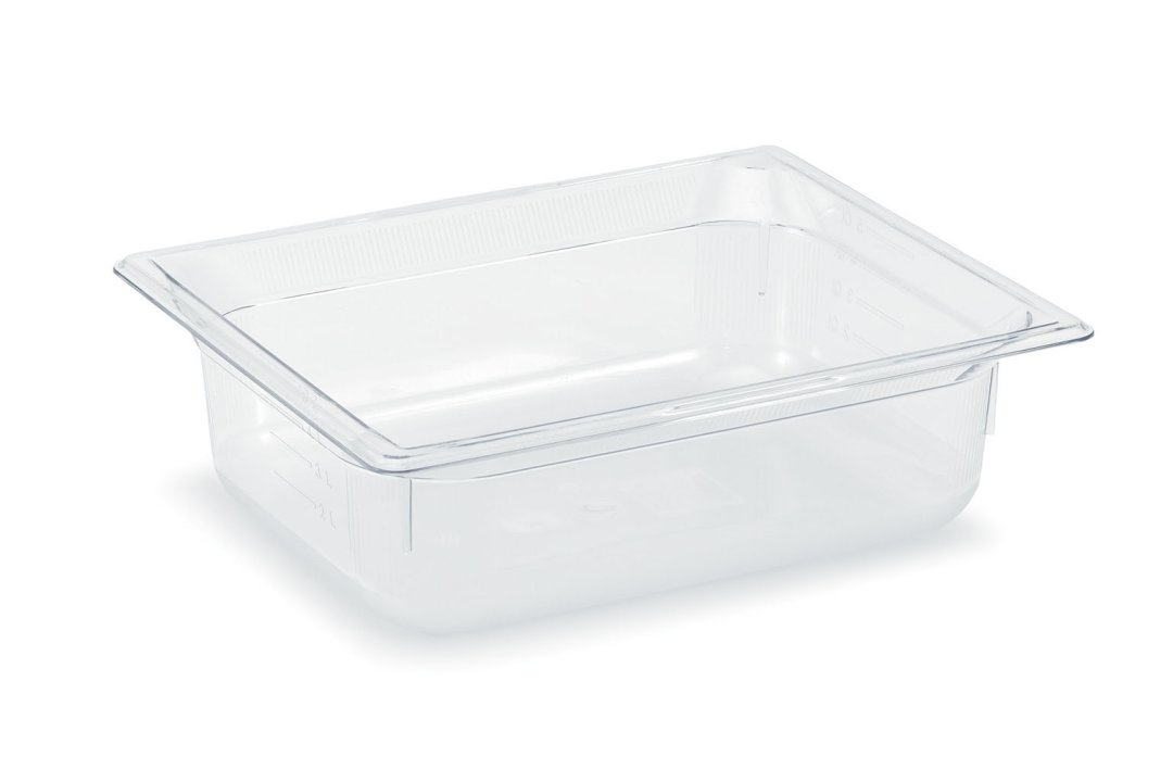 Half-size 2 ½-inch-deep Super Pan® clear low-temperature plastic pan