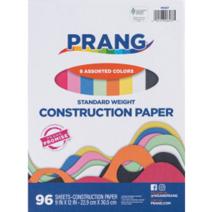 Lightweight Construction Paper, 8 Colors, 9" x 12", 96 Sheets