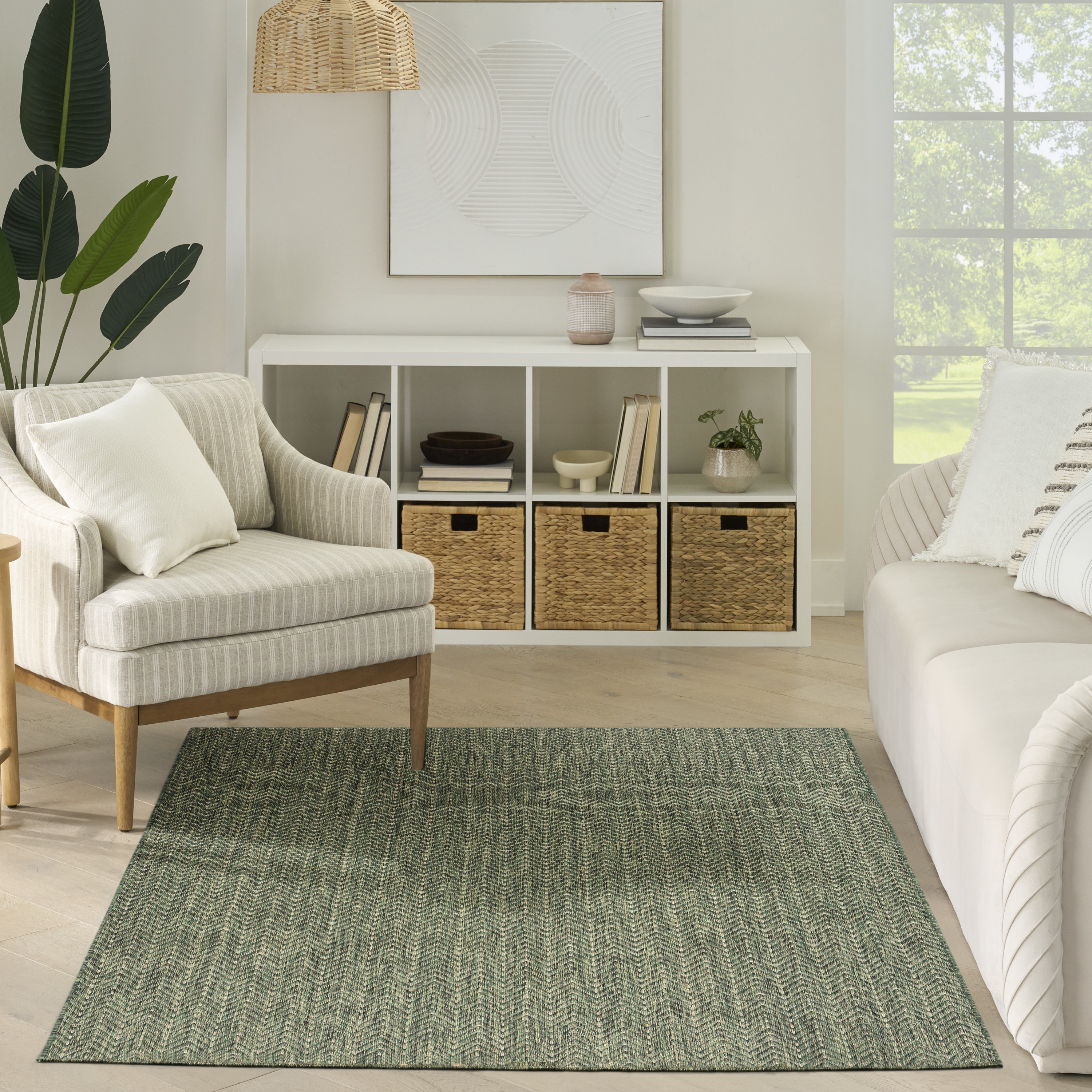 Nourison Horizon Indoor/Outdoor 6' x 9' Green Modern Rug