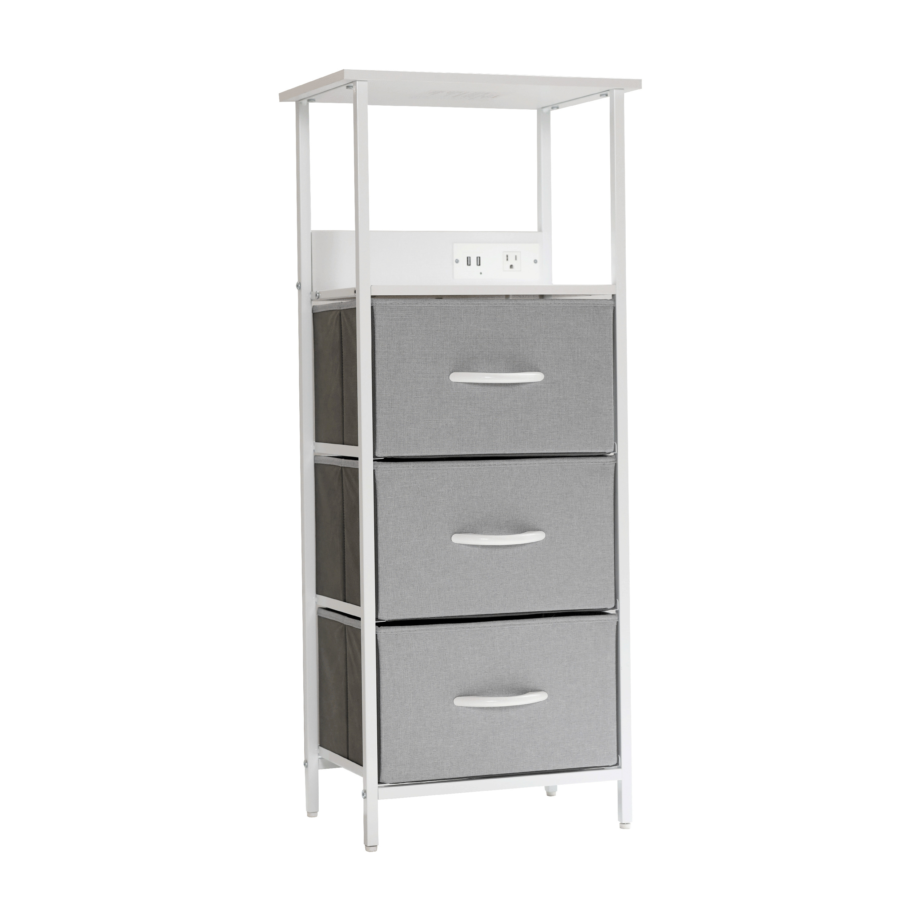 Sodano 3 Drawer Nightstand with Charging Station, 2 USB Ports, 1 Outlet, Blac... - Picture 14 of 25