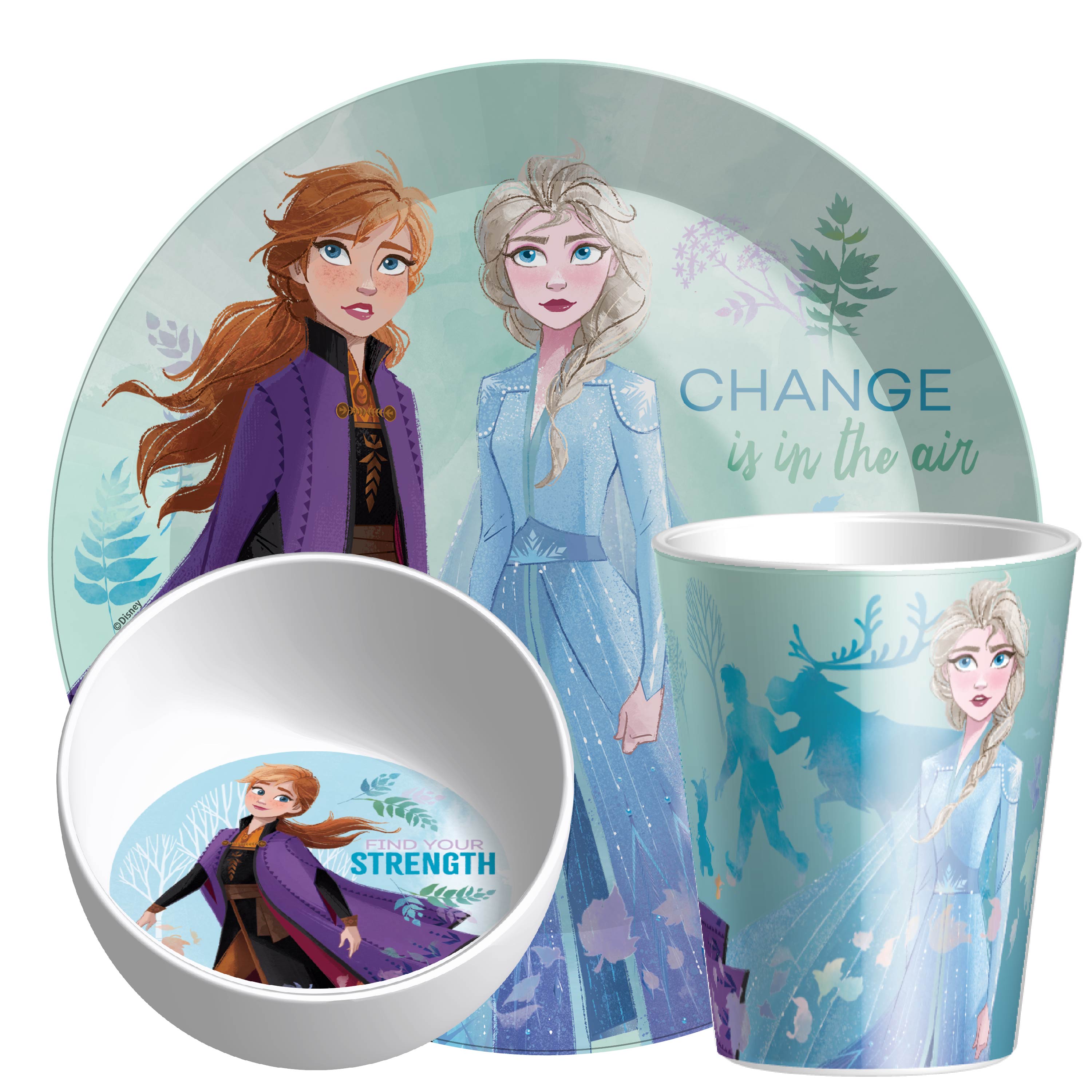 Disney Kid’s Dinnerware Set, Frozen 2 Movie, 3-piece set slideshow image 1 Disney Kid’s Dinnerware Set, Frozen 2 Movie, 3-piece set slideshow image 1