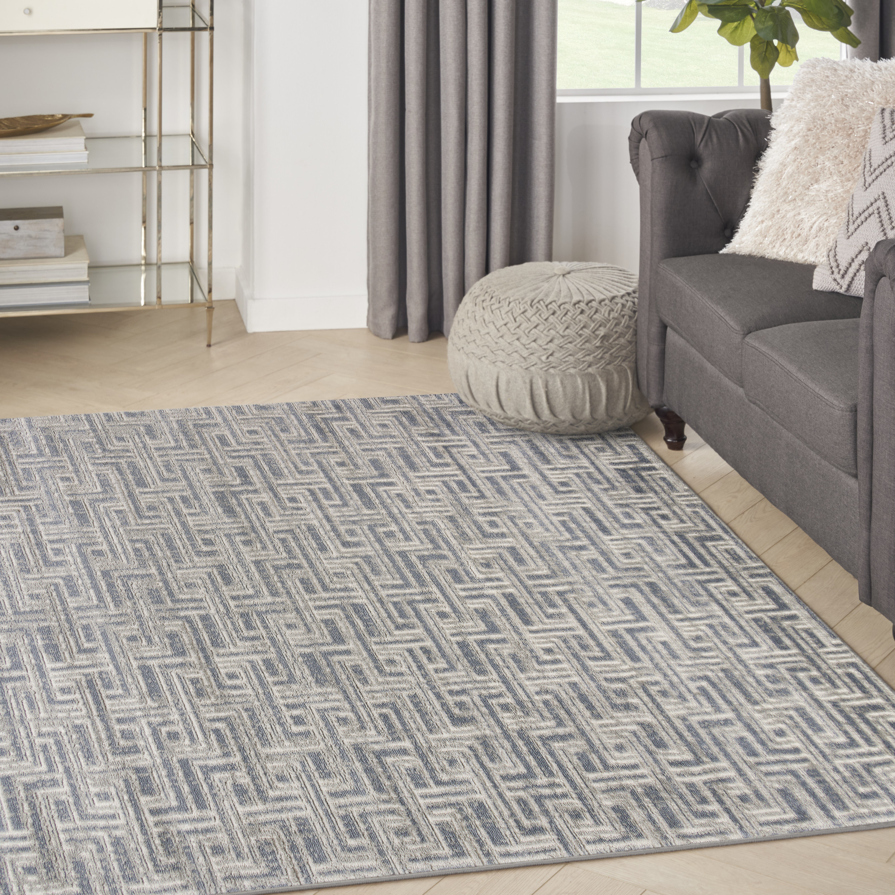 Nourison Serenity Home 3'11" x 5'11" Blue Ivory Modern Indoor Rug