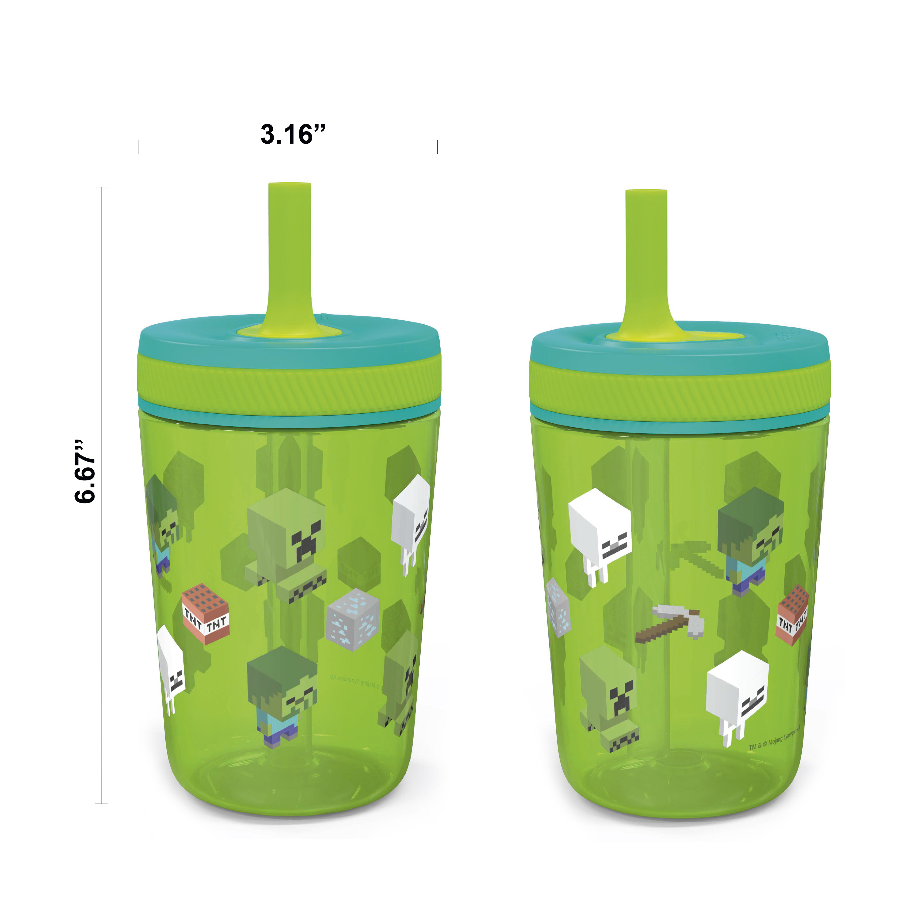 Minecraft 15  ounce Plastic Tumbler with Lid and Straw, Creeper, Ghosts and More, 2-piece set slideshow image 5