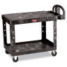 Rubbermaid Commercial, BRUTE® Heavy Duty, Ergo Handle, Flat Shelf, Medium, Utility Cart, Black
