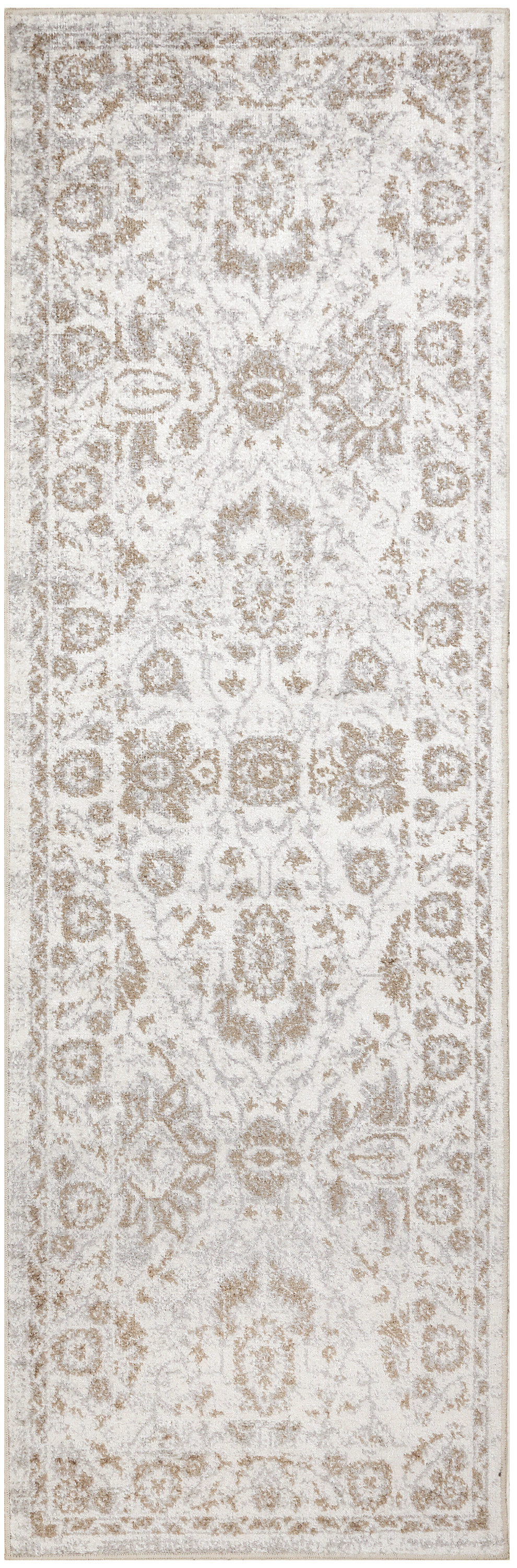 Nourison Astra Machine Washable 2' x 6' Grey Vintage Indoor Rug