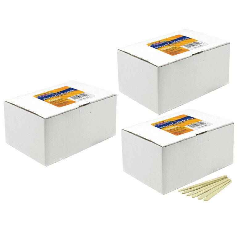 Economy+Regular+Craft+Sticks%2C+Natural%2C+4-1%2F2%22+x+3%2F8%22%2C+1000+Pieces+Pack%2C+3+Packs