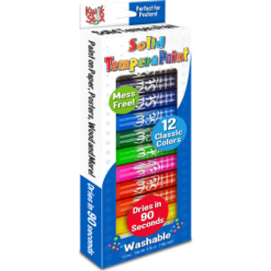 Solid Tempera Paint Stick, 12 Primary Colors