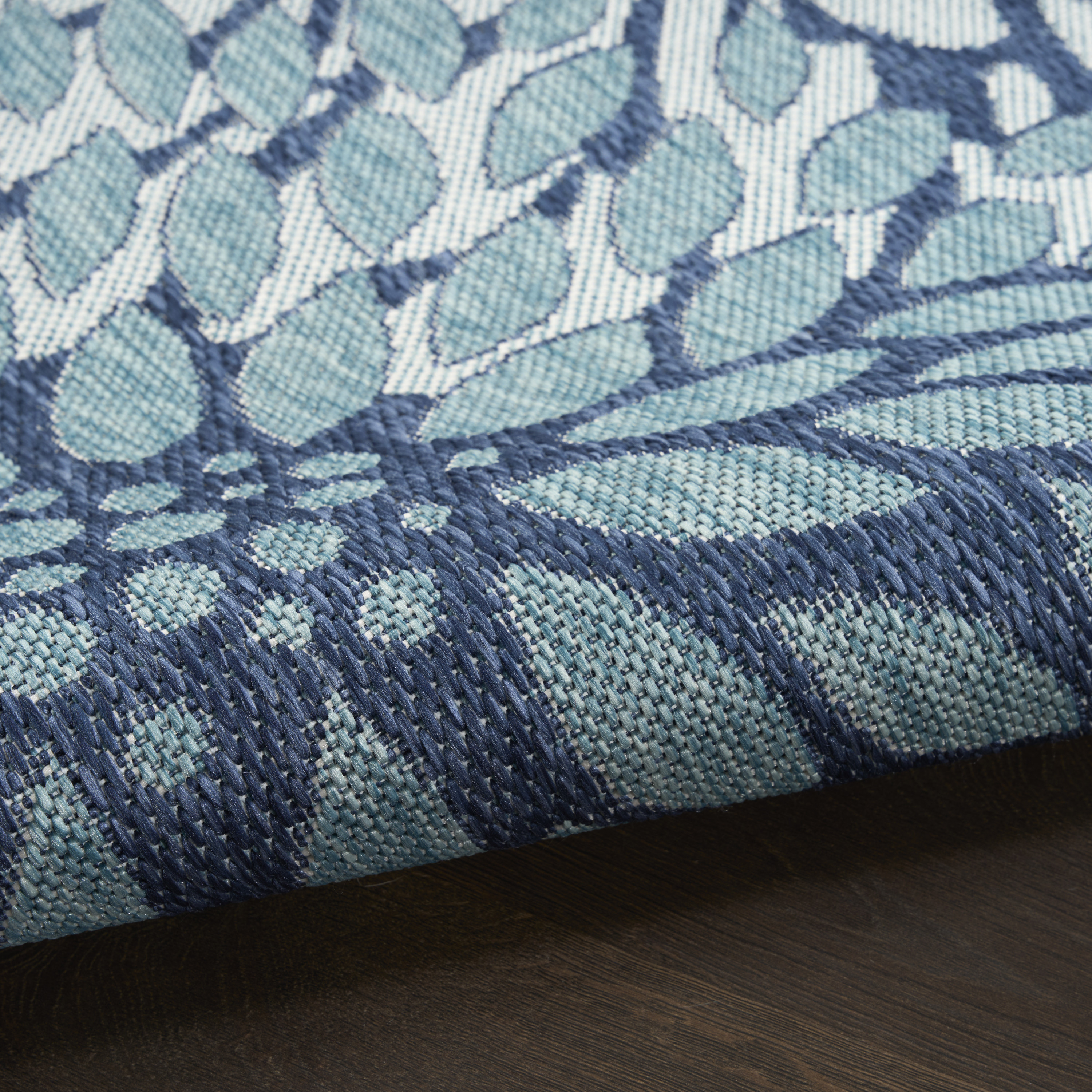 Nourison Garden Oasis 2' x 6' Navy Tropical Rug