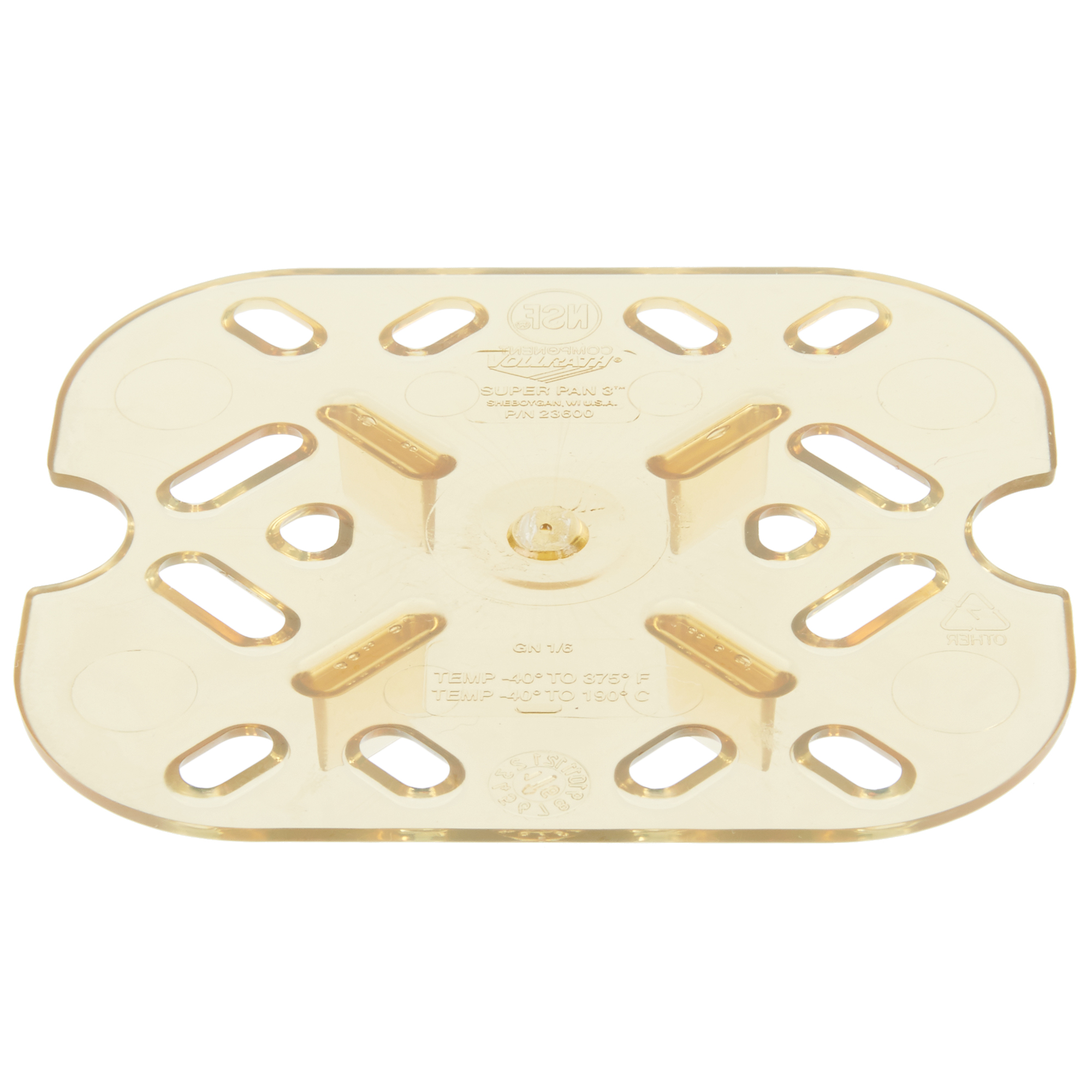 Sixthsize Super Pan® hightemperature plastic false bottom in amber