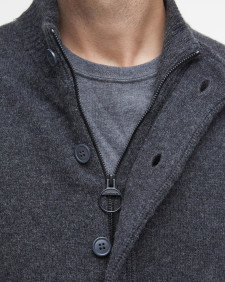 Essential Elbow-Patch Cardigan Charcoal Marl