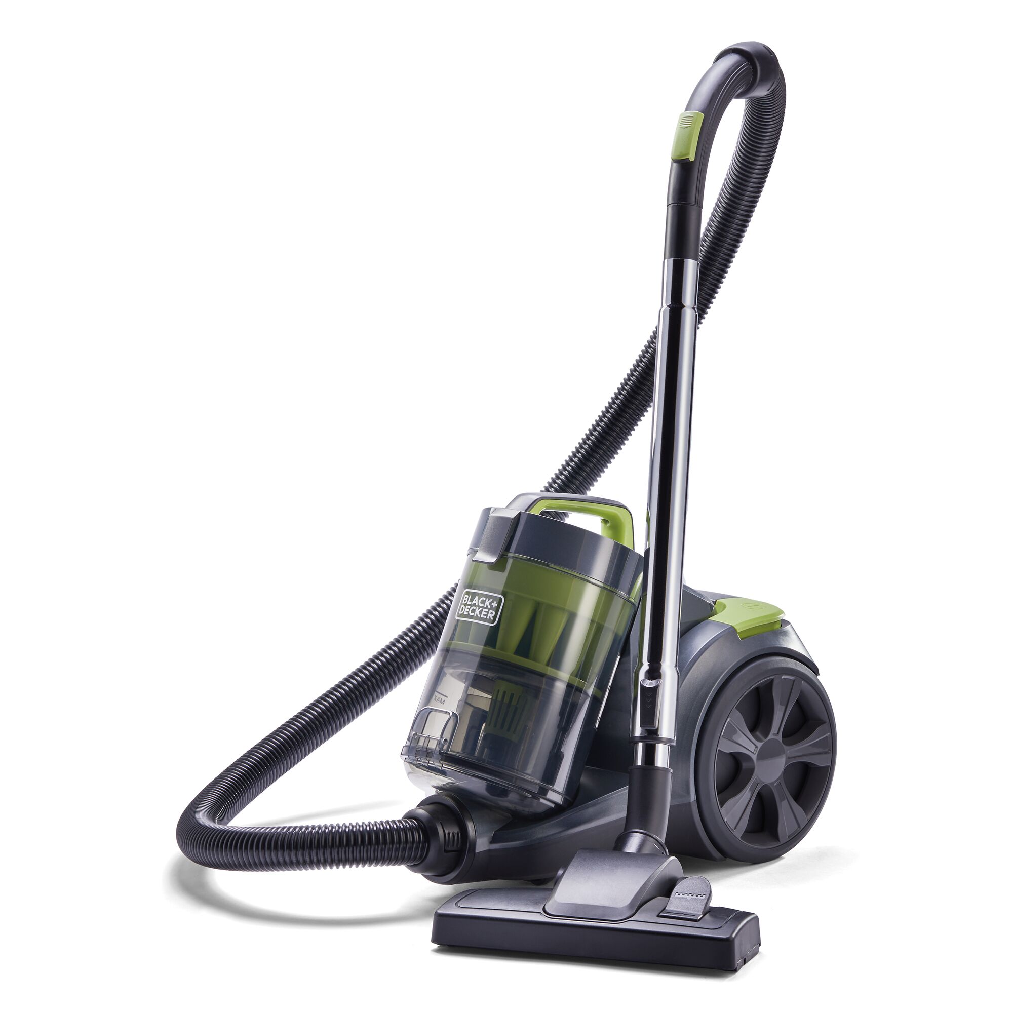 Bagless Multi-Cyclonic Canister Vacuum on a white background.