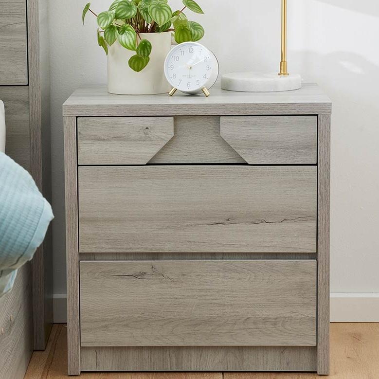 Lifestyle image of the  Sovereign Bedside Table (2 Drawer), Washed Grey from Forty Winks