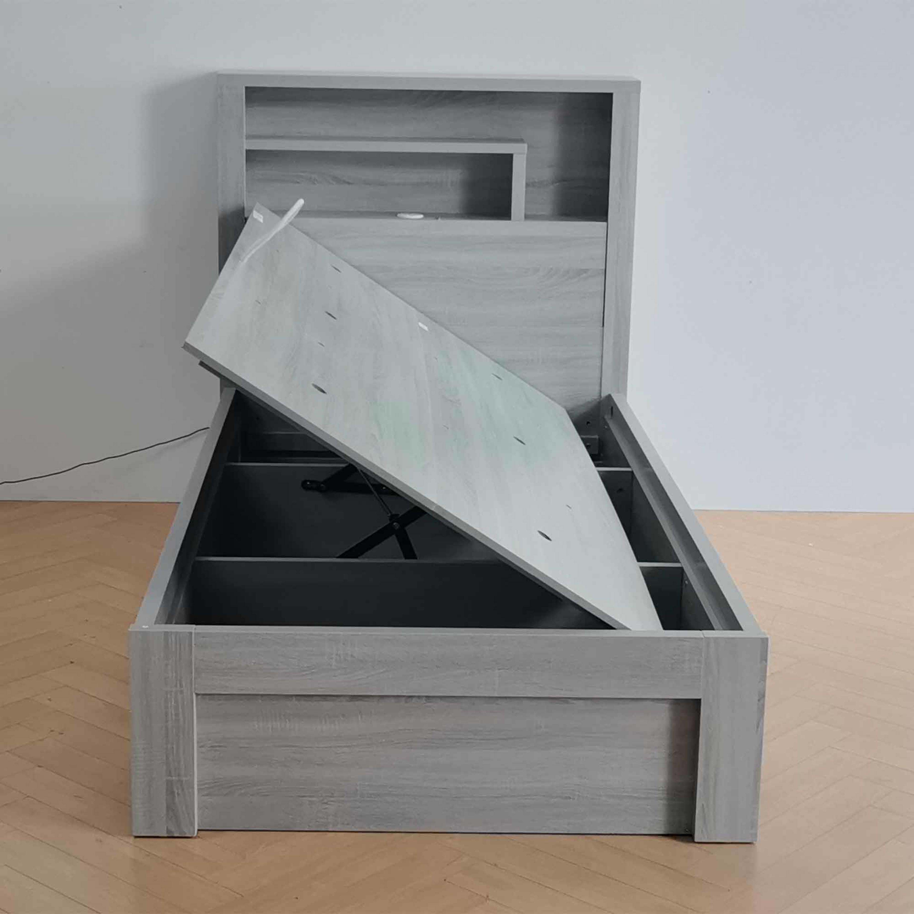 Product image of the  Bellevue Bed Frame, Side Gas Lift Base, Cement Grey from Forty Winks
