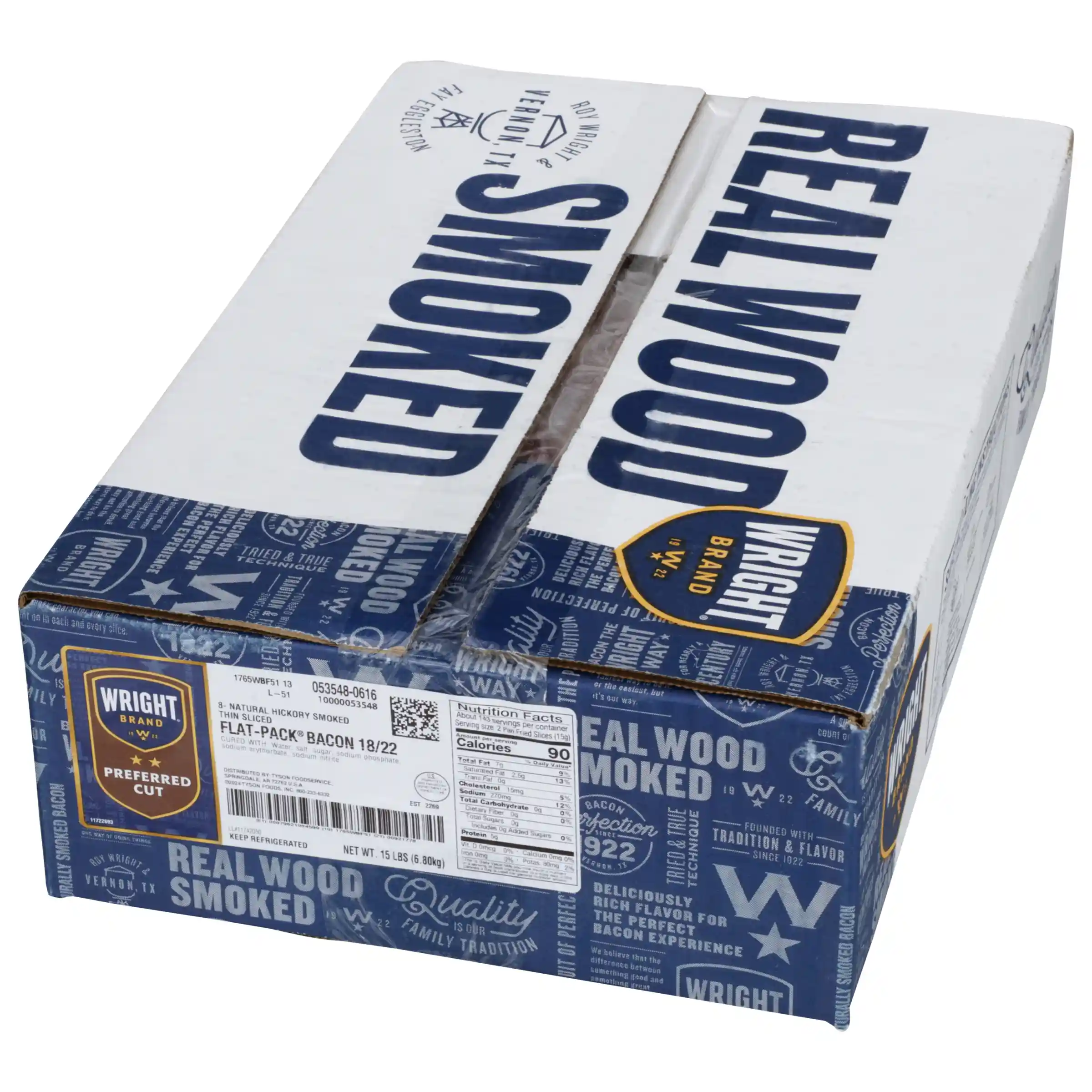 Wright® Brand Naturally Hickory Smoked Thin Cut Flat-Pack® Bacon, 18/22_image_5