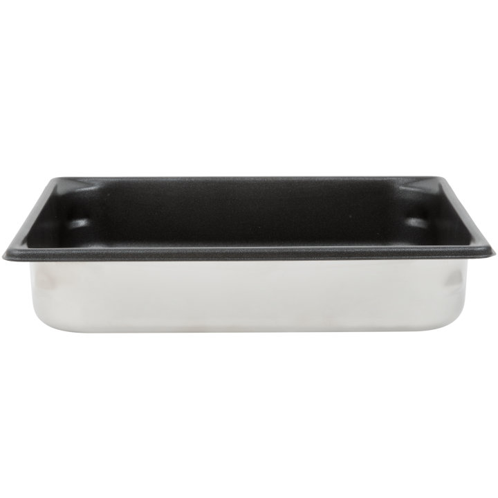 Half-size 2 ½-inch-deep Super Pan V® stainless steel steam table pan with Steel Coat x3™ nonstick coating