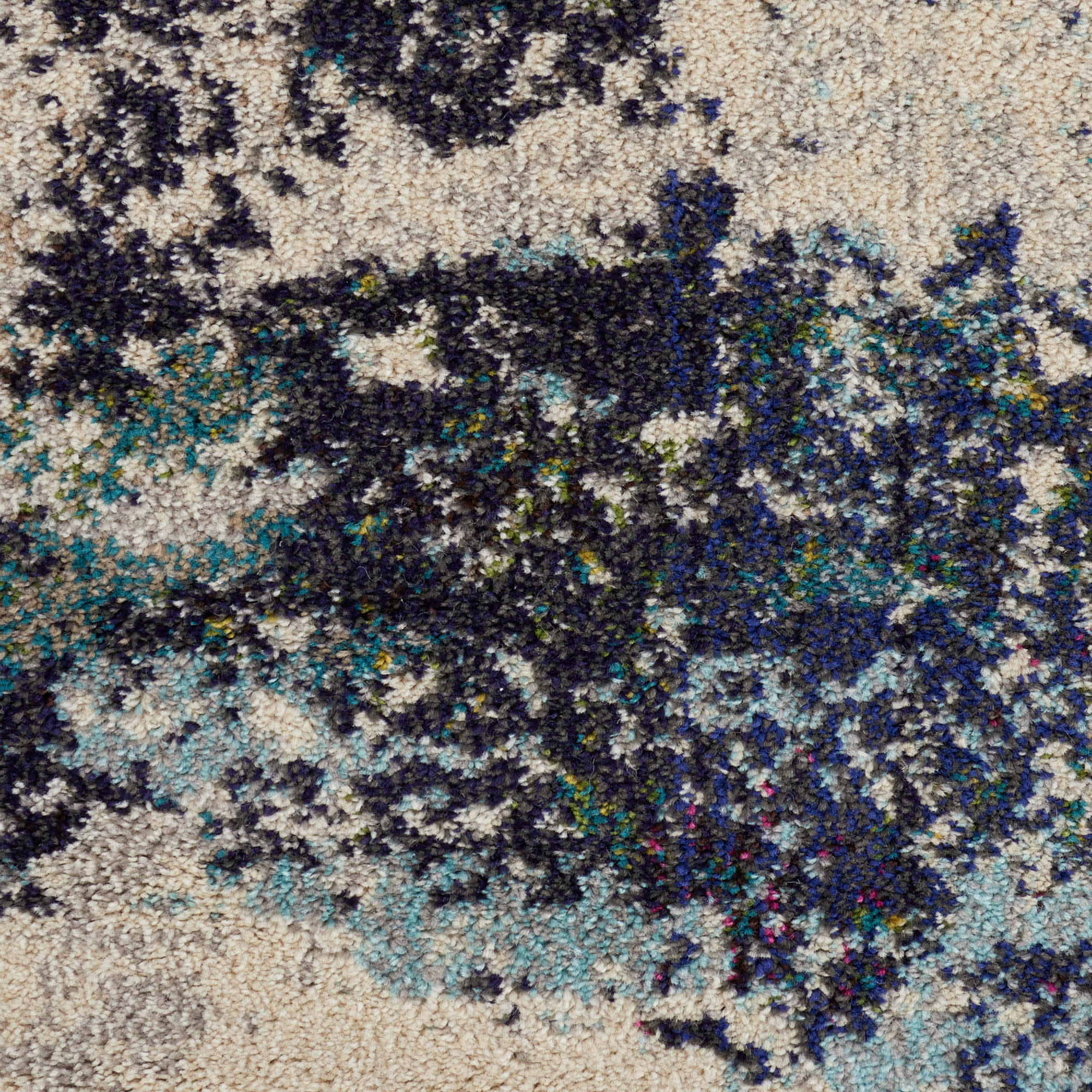 Nourison Celestial 4' x Round Ivory Teal Blue Modern Indoor Rug