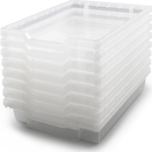 Shallow F1 Tray, Translucent, 12.3" x 16.8" x 3", Heavy Duty School, Industrial & Utility Bins, Pack 8