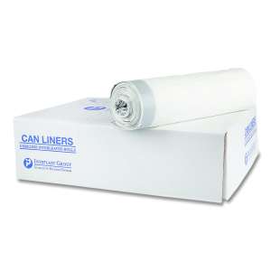 Inteplast, Draw-Tuff LLDPE Liner, 17 gal Capacity, 24 in Wide, 28 in High, 0.7 Mils Thick, White