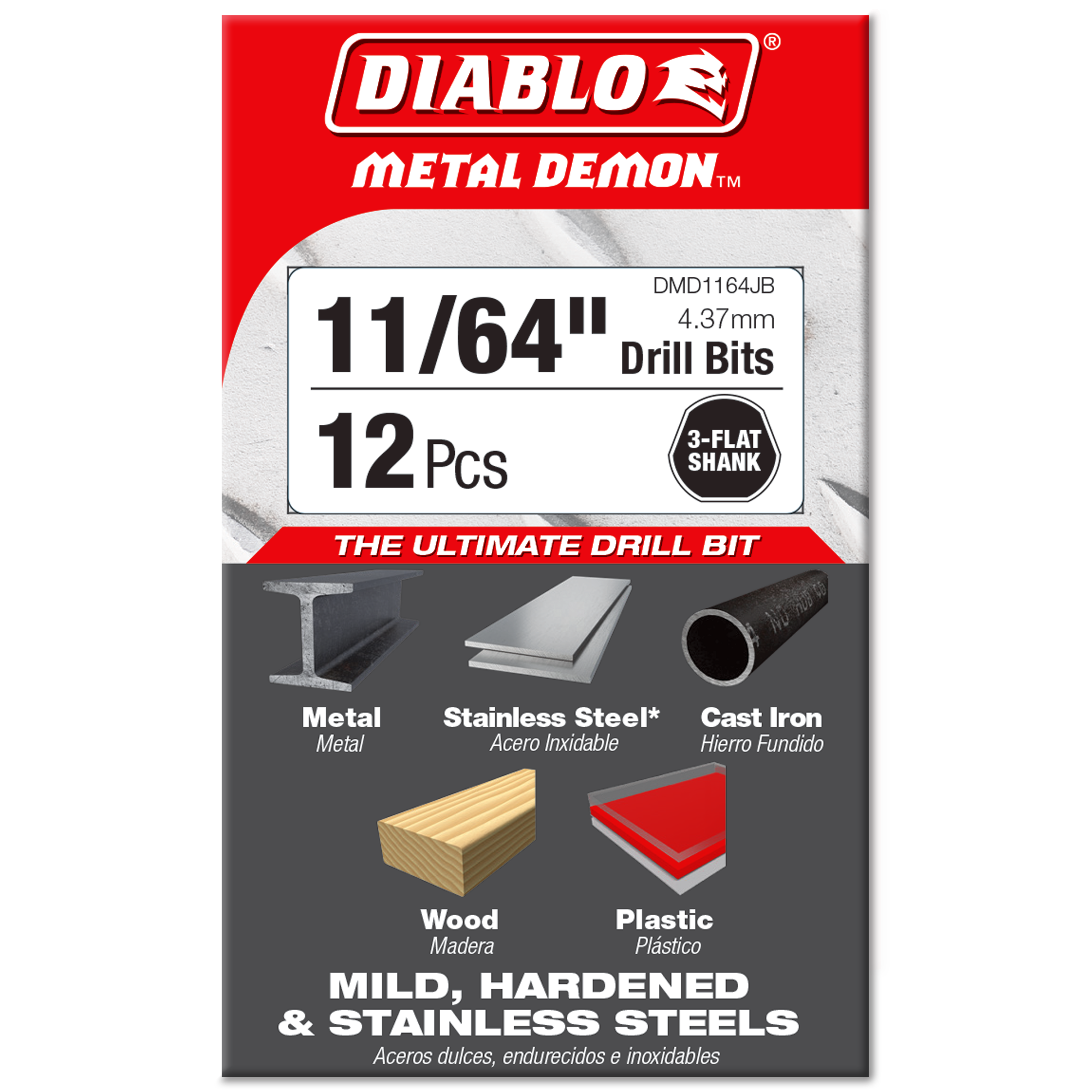 Diablo 11/64 in. Metal Demon Drill Bit for Mild, Hardened and Stainless Steels in its retail packaging, ready for the job box or tool bag